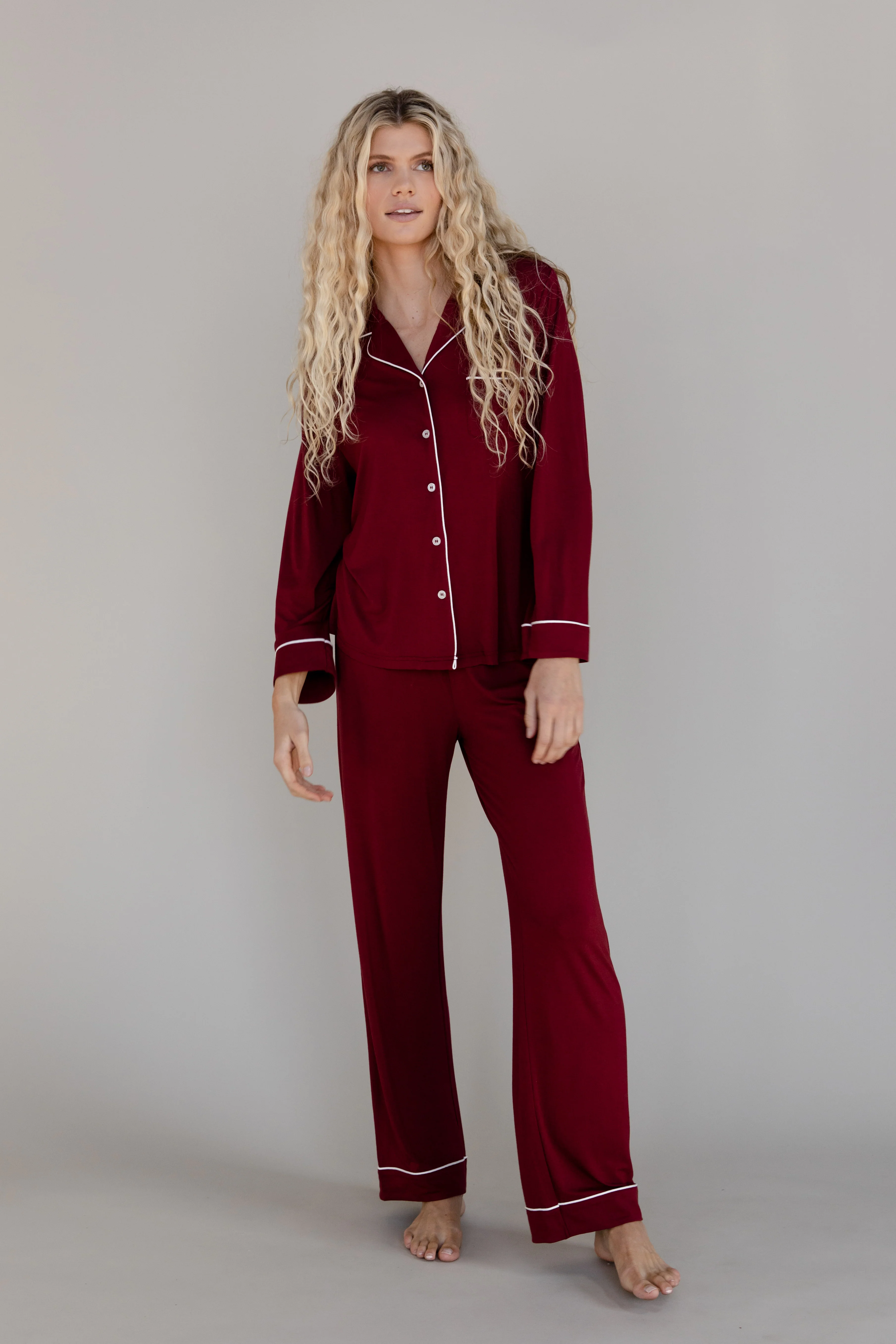 Women's Bamboo Stretch-Knit Long Sleeve Pajama Set - Last Chance - Image 34