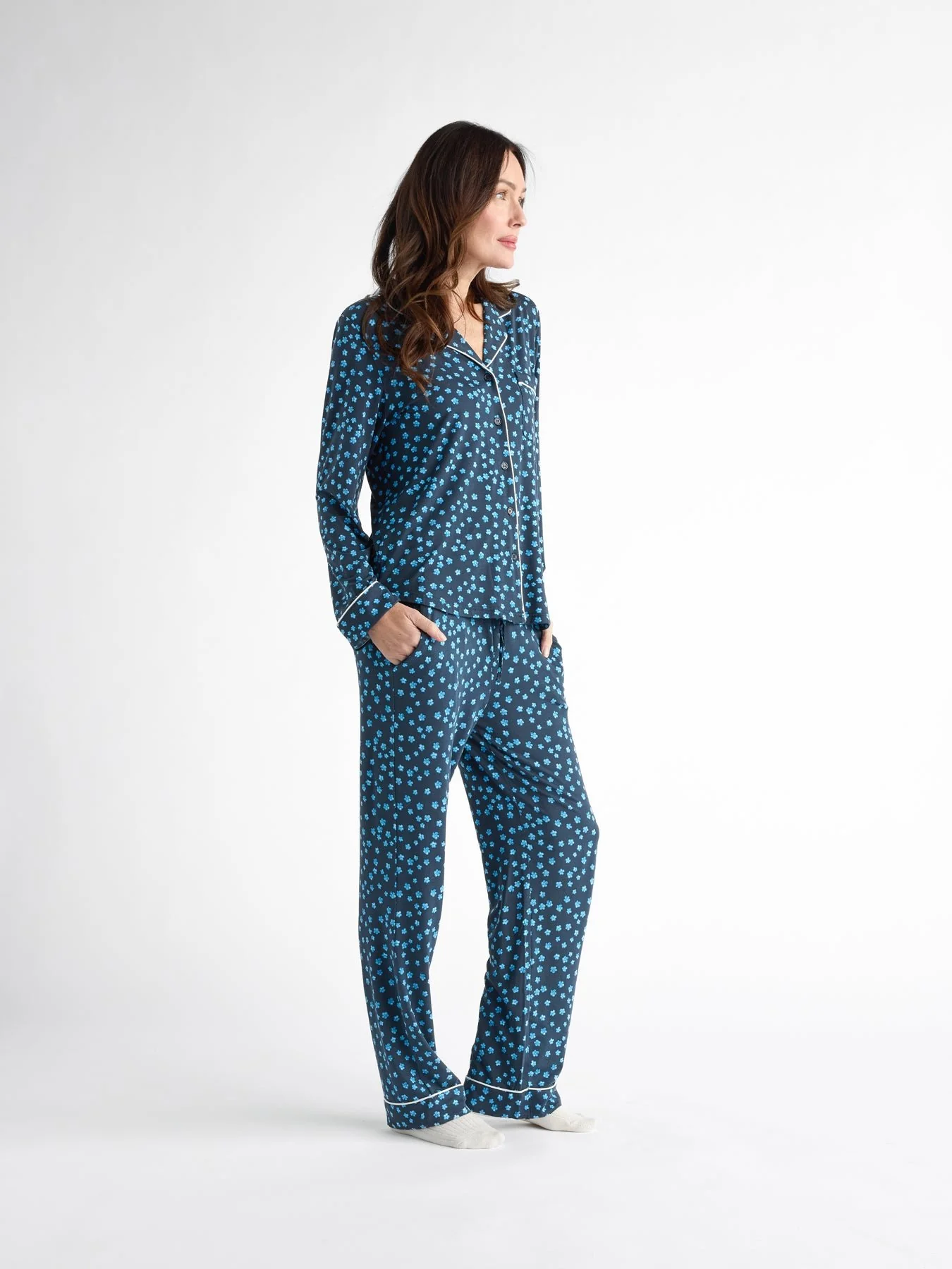 Women's Bamboo Stretch-Knit Long Sleeve Pajama Top - Last Chance - Image 45
