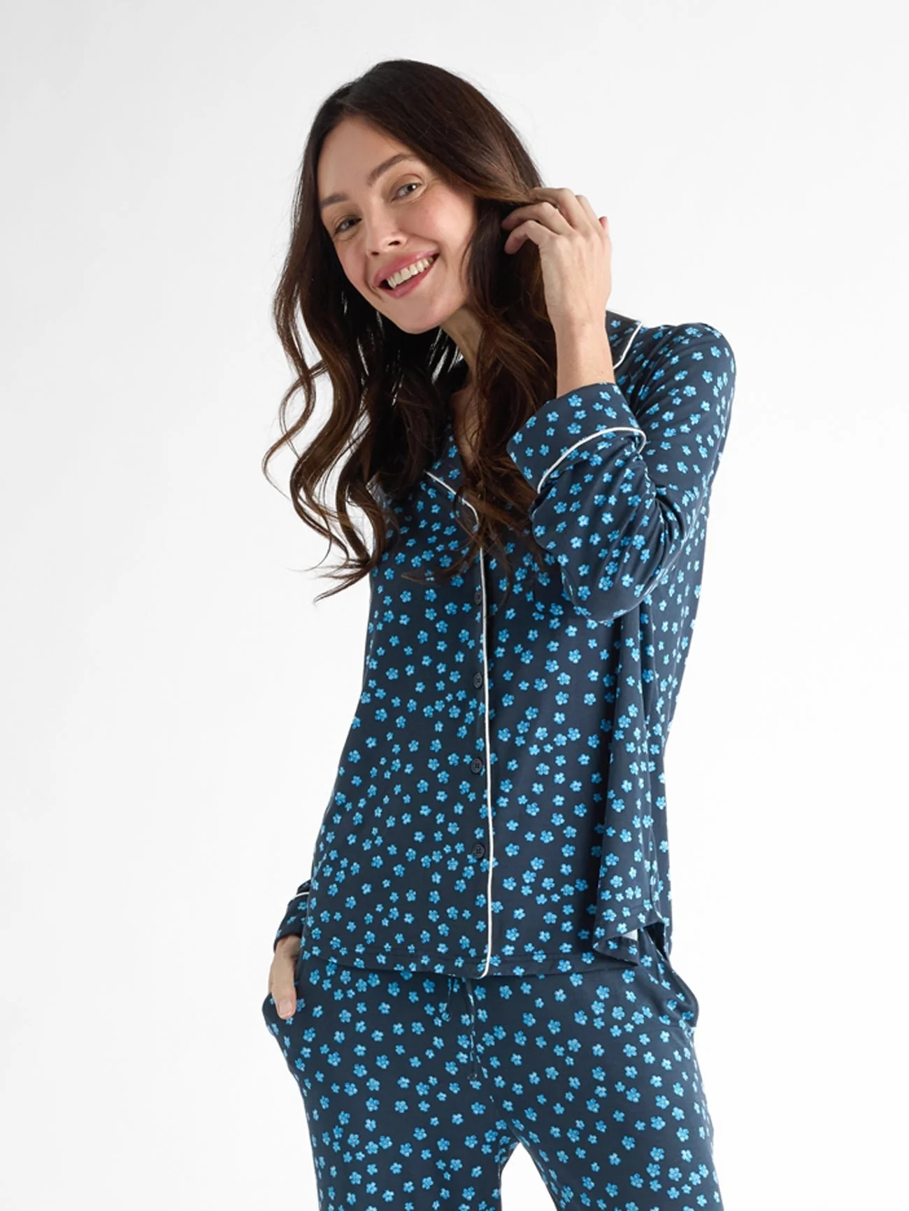 Women's Bamboo Stretch-Knit Long Sleeve Pajama Top - Last Chance - Image 44