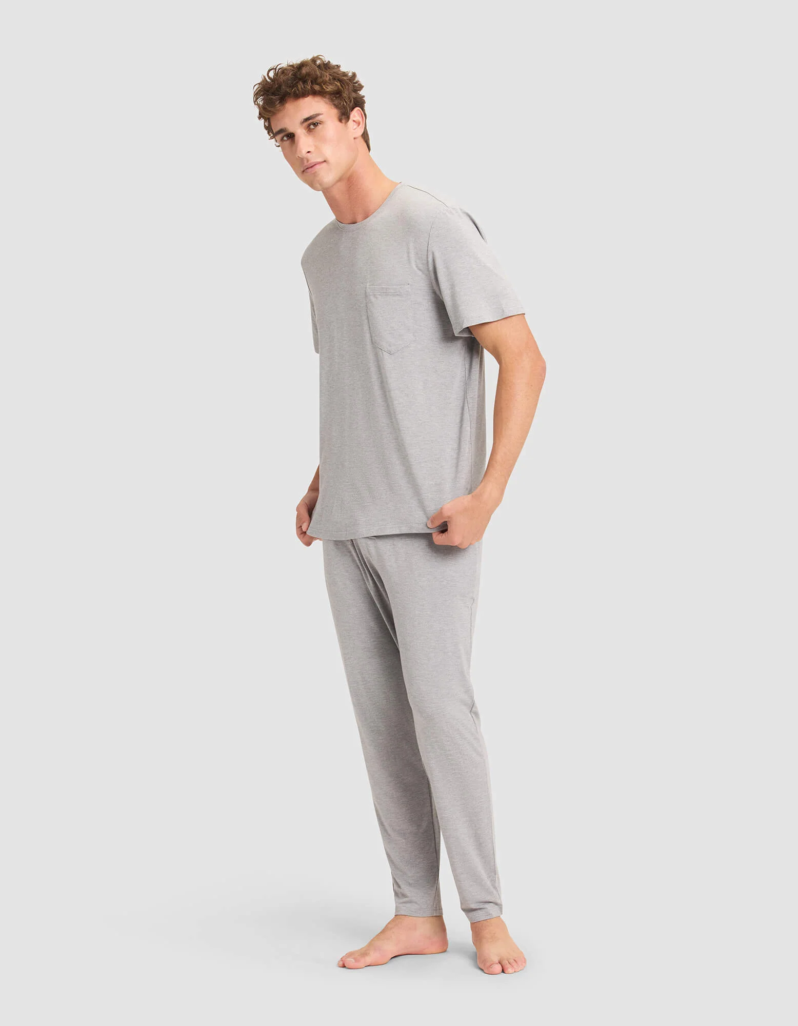 Men's Bamboo Stretch-Knit Short Sleeve Tee & Pant Pajama Set - Image 13