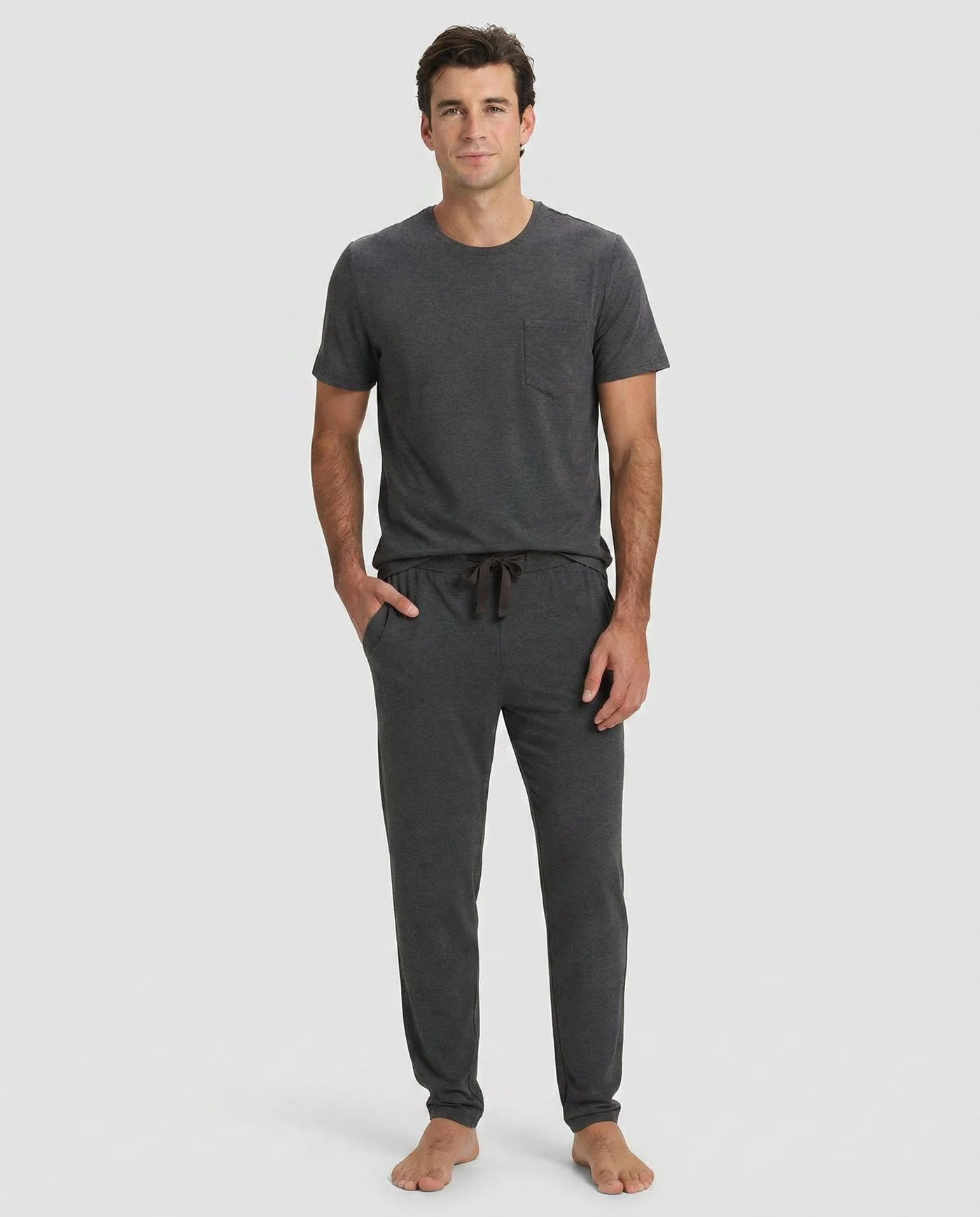 Men's Bamboo Stretch-Knit Short Sleeve Tee & Pant Pajama Set - Image 3