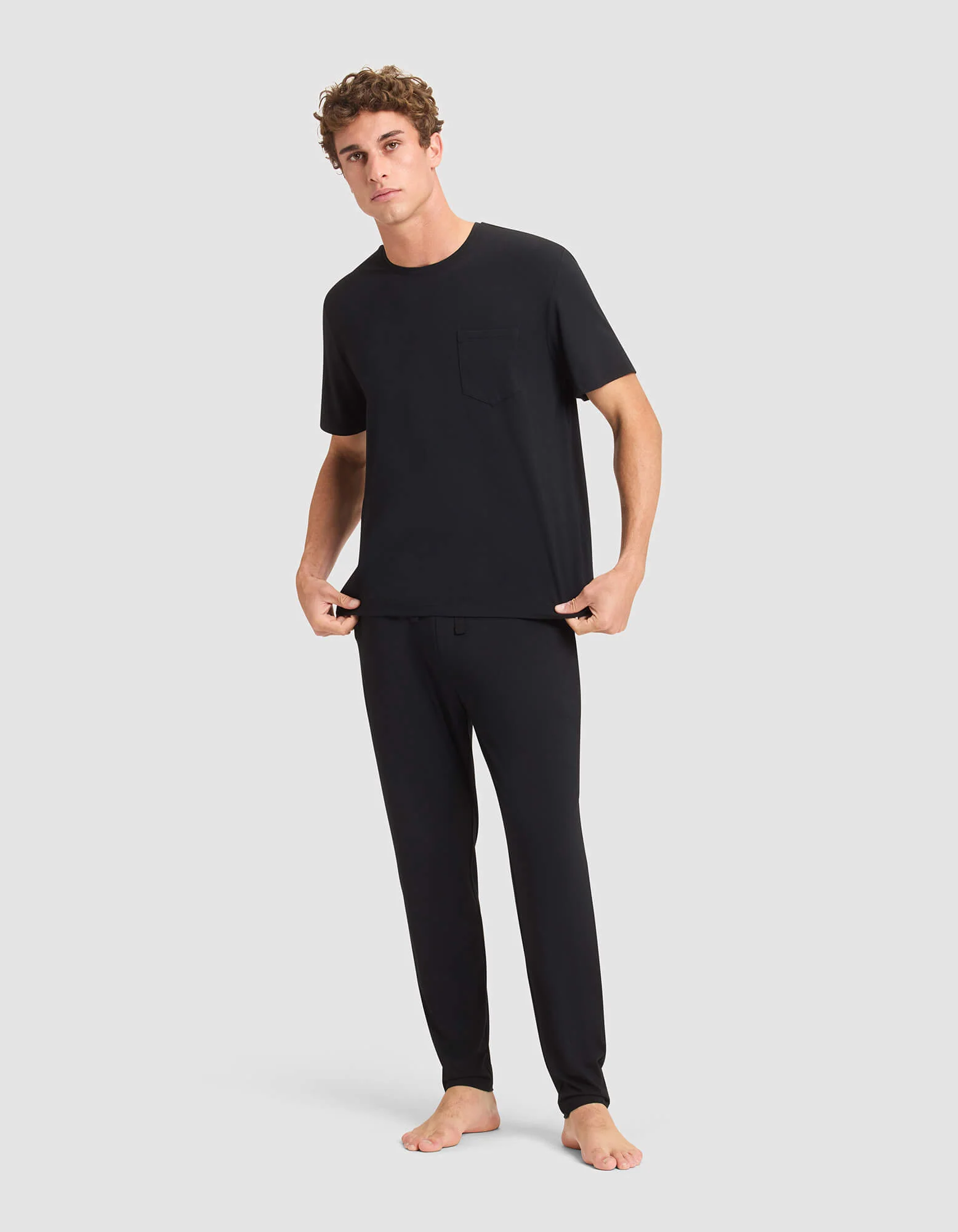 Men's Bamboo Stretch-Knit Short Sleeve Tee & Pant Pajama Set - Image 8