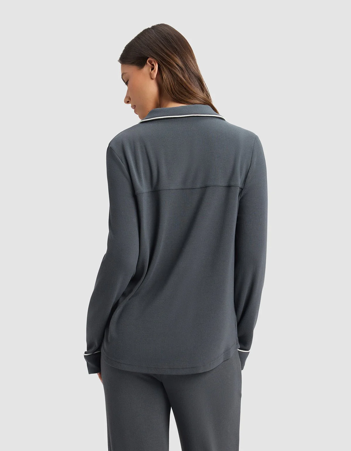 Women's Bamboo Rib-Knit Classic Long Sleeve Pajama Set - Image 7