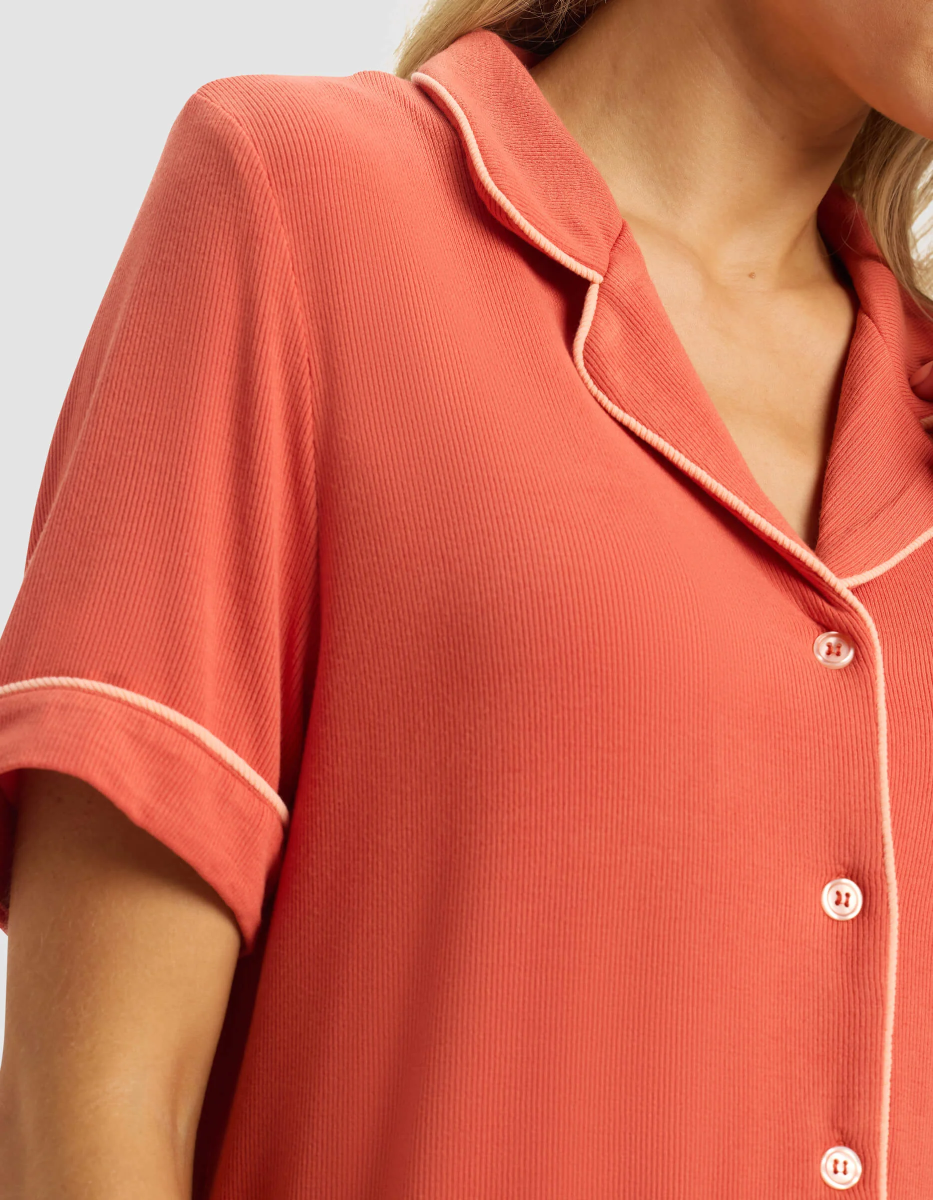 Women's Bamboo Rib-Knit Classic Short Sleeve Pajama Set - Image 7