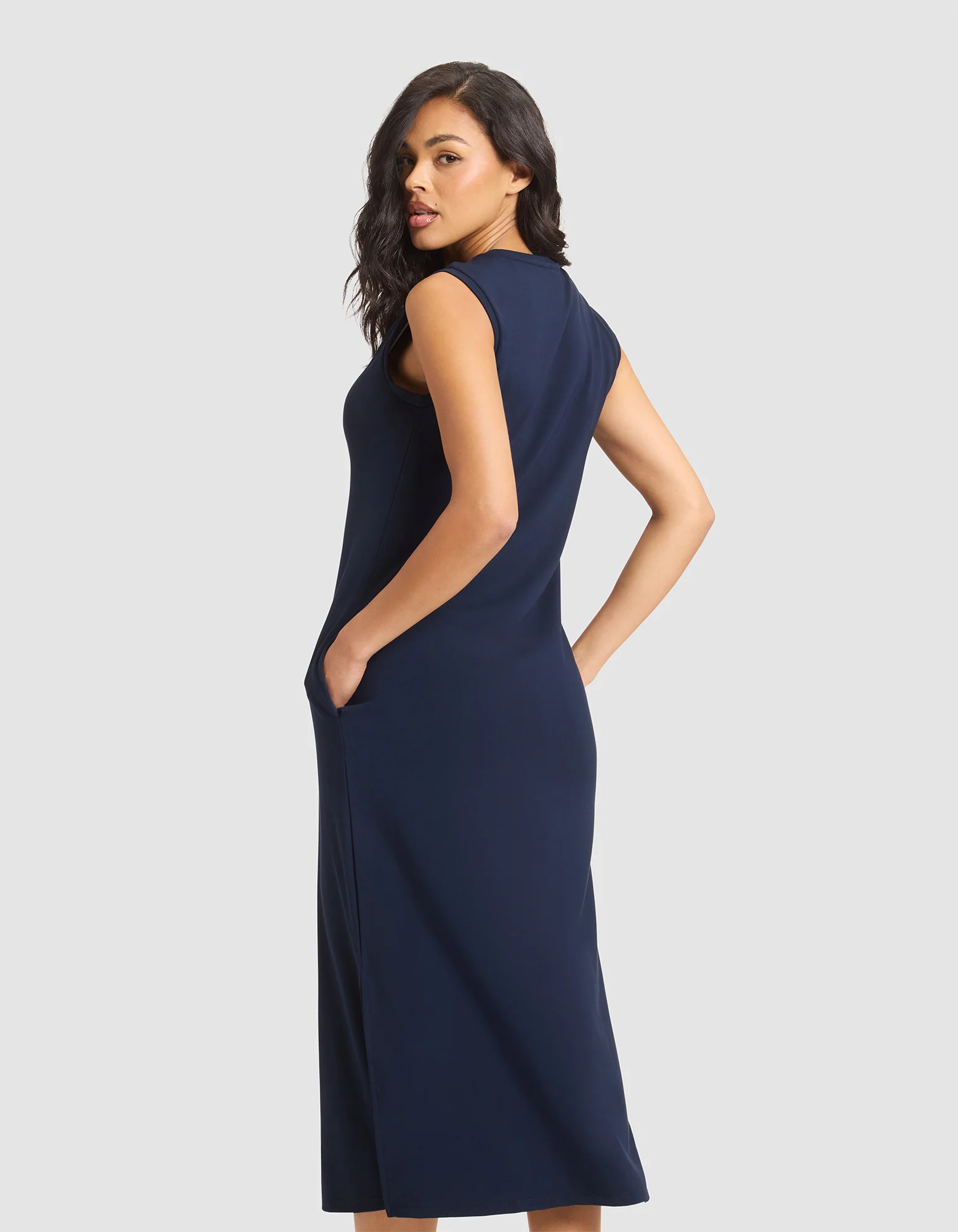 Women's Brushed Bamboo Sleeveless Midi Dress - Image 20